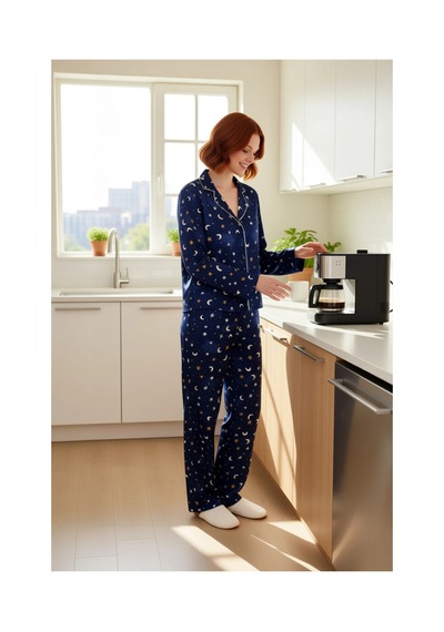 Ersefa Kadin Gece Gokyuzu Desenli Viskon Pijama Seti Fonksiyonel Dayanık Indigo Ersefa Kadin Gece Gokyuzu Desenli Viskon Pijama Seti Fonksiyonel Dayanık Indigo