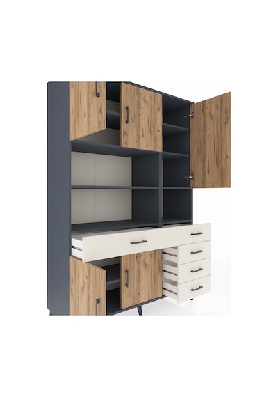 Hyperion Dolap 9 Raflı 5 Çekmeceli 5 Kapaklı 132x44x195 Antra... Antrasit Hyperion Dolap 9 Raflı 5 Çekmeceli 5 Kapaklı 132x44x195 Antra... Antrasit