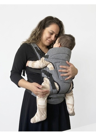 Bcburkaycanta Bel & Sırt Destekli 4-12 Kg Ergonomik Kanguru Çok Yönlü Ayarlanabilir Gri