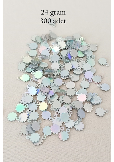 Oya Abiye Bileklik Kolye Pleksi Metalik Plastik Pul Gümüş Renk 24 Gram 300 Adet - Bnc578