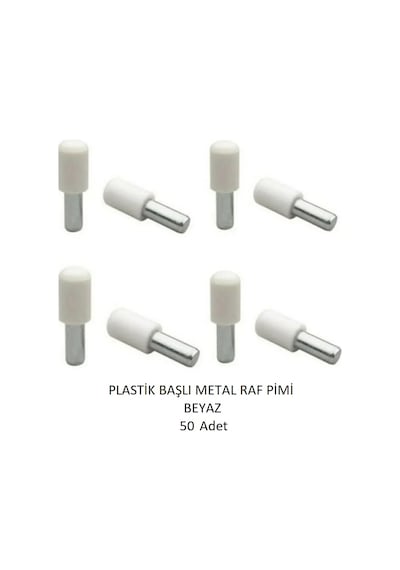 Plastik Metal Başlı Raf Pimi Beyaz 50 Adet