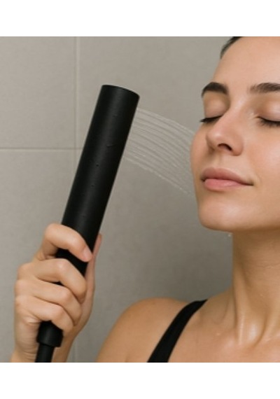 Modern Mat Siyah El Duş Başlığı - 3d Tasarım Minimalist Banyo Batarya Aksesuarı Ve Masaj Etkili Duş Seti