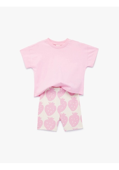 Koton Desenli Pembe Kız Bebek Alt-üst Takım 6smg10026ak Pembe