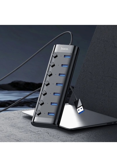 Hoco Hb40 7xusb 2.0 Anahtarlı Usb Hızlı Şarj Ve Veri Okuyucu- 5775 Siyah