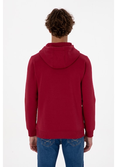 U.S. Polo Assn. Erkek Regular Fit Kapüşonlu Şardonlu Koyu Frambuaz Basic Sweatshirt 50315582-VR104