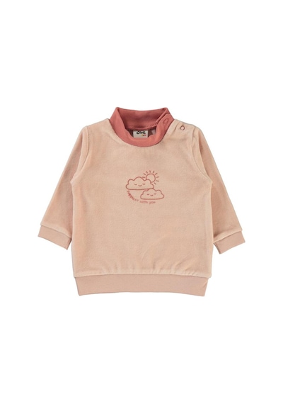 Civil Baby Bulut Baskılı Boğazlı 6-18 Ay Sweatshirt Pudra