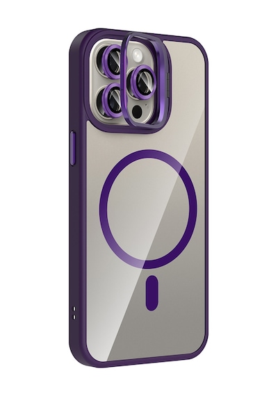 Subutu Apple Uyumlu iPhone 15 Pro Max Kılıf Standlı Ve Kamera Lens li M-safe Şarj Özellikli Sbt Etro Kapak - Pemb Pembe