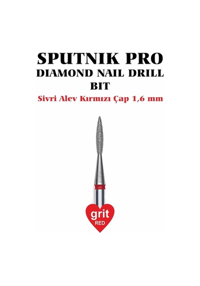 Elmas Sivri Alev Freze Kırmızı Çap 1,6mm