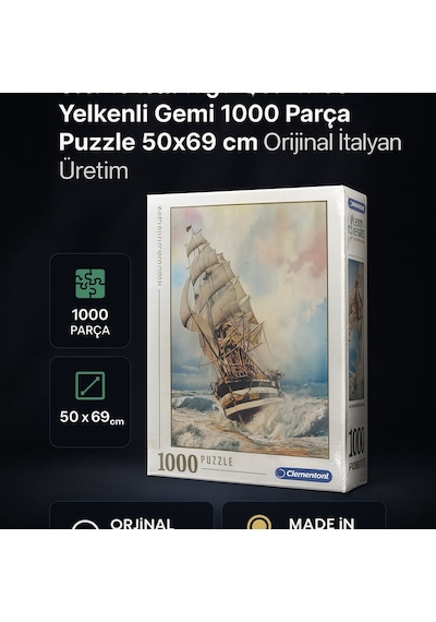 Clementoni High Quality Collection Yelkenli Gemi 1000 Parça Puzzle 50x69 Cm Orijinal İtalyan Üretim