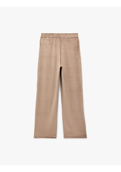 Koton Beli Lastikli Cepli Rahat Kesim Kadife Pijama Altı Vizon 6wlk40022mk Vizon