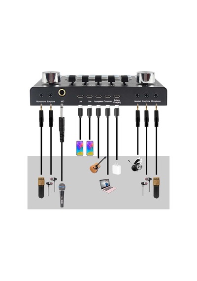 Midex Cxn-30 Paket-10 Vs9 Ses Kartlı Condenser Mikrofon Stand Kulaklık Seti