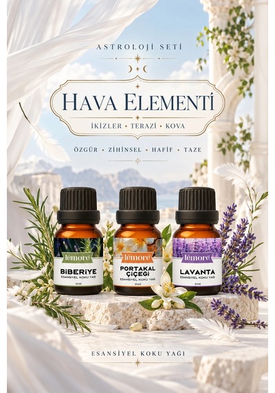 Astroloji Hava Elementi Seti 3 Lü Esansiyel Koku Yağı İkizler Terazi Kova, Difüzör Ve Buhurdanlık Çok Çeşitli