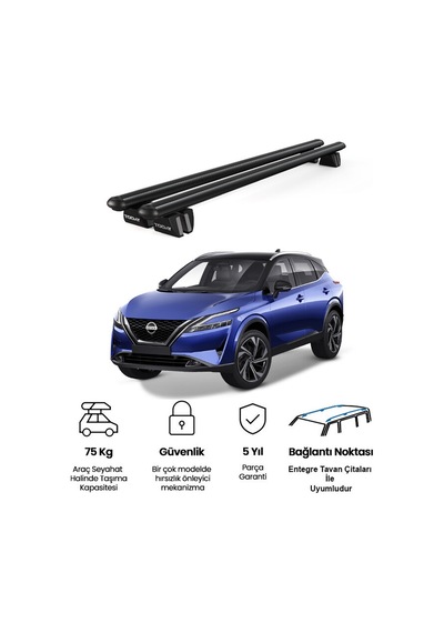Pençe Nissan Qashqai J11 Ara Atkı 2014-2020 Uyumlu Siyah Ara Atkı Port Bagaj Tavan Barı