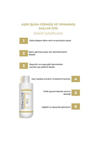 Dermalog Yanmış Yıpranmış Saçlar Için Pürüzsüzleştirici & Onarıcı Bağ Dokusu Güçlendirici Saç Bakım Seti 3 Lü