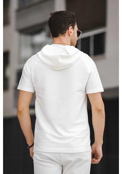 Allard Ottoman Kumaş Slim Fit Fermuarlı Kapüşonlu Erkek Tshirt 001