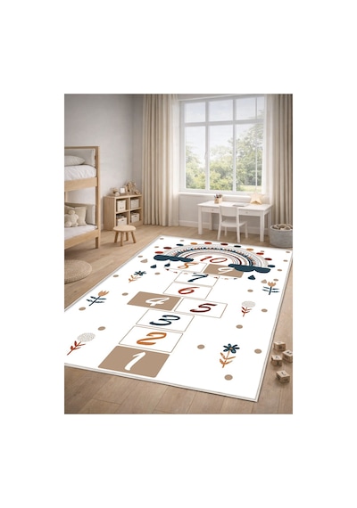 STY Home Seksek Çocuk Oyun Halısı Kaymaz Makinede Yıkanabilir Eğitici Bebek Ve Çocuk Odası Halısı Oyun69 Beyaz