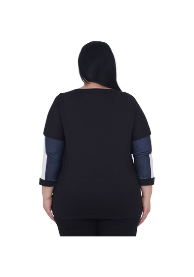 Büyük Beden Çiçek Nakışlı Love Nakışlı Kışlık Oversize Bluz Siyah