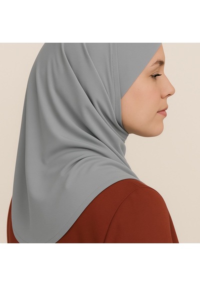 Mim Eşarp Pileli Tesettür Hijab Hazır Eşarp Gri