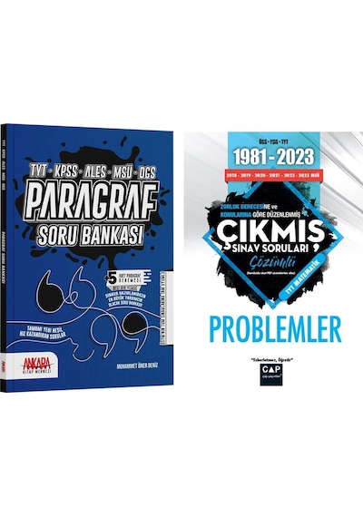 Çap Yayınları Problemler Çıkmış Sorular Ve Ankara Kitap Merkezi Paragraf Soru Bankası Seti 2 Kitap