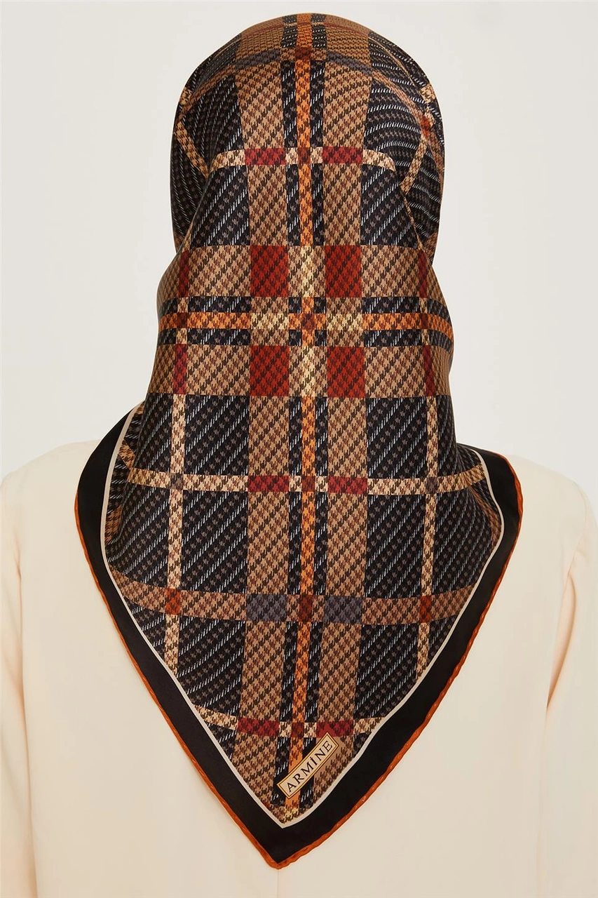 Armine Geometrik Desenli Twill Saf İpek Eşarp 9247d 36 Çok Renkli