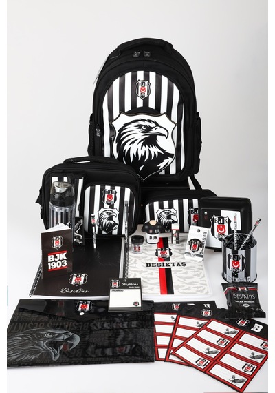 X Dekomus Lisanslı Beşiktaş Full Kırtasiye Seti 3d Kartal Büyük Boy Okul,beslenme Ve Kalem Çantası,beslenme Kabı,matara Seti Açık Gri