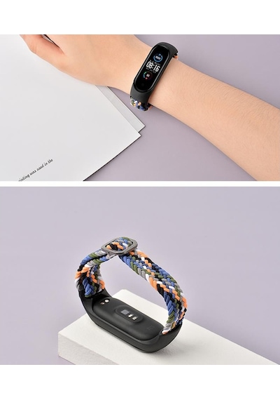 Xiaomi Mi Band 5 Kordon Örgü Loop Kayış Metal Tokalı Bileklik