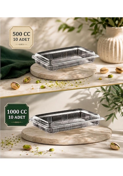 Baklava Çiğköfte Kullan At Kilitli Sızdırmaz Kap 500 Cc 10 Ad+1000 Cc 10 Ad Buzdolabı Saklama Kabı