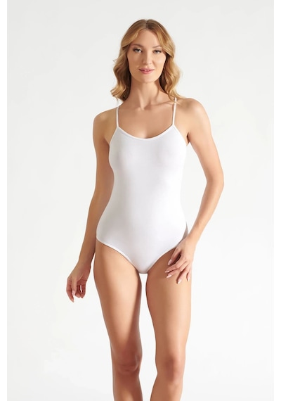 Hepsine Rakip Kadın İp Askılı Çıt Çıtlı Body Atlet Beyaz