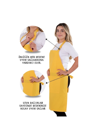 Sevilya Simple Ayar Askılı Mutfak Önlüğü Sarı