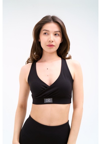 Normal People Runı - Spor Bra Şeftali Dokulu Peach Skin Kumaş Siyah