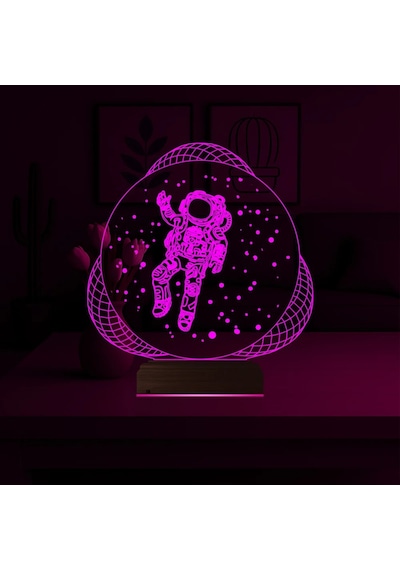 Luvivia Astronot Uzay 3d Lamba - Masa Gece Lambası V3 Şeffaf