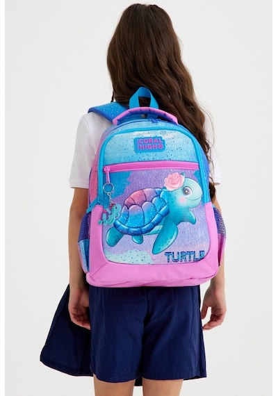 Coral High Okul Sırt Ve Beslenme Çantası Seti - Kız Çocuk Pembe Mavi Kaplumbağa Mavi Pembe Kaplumbağa