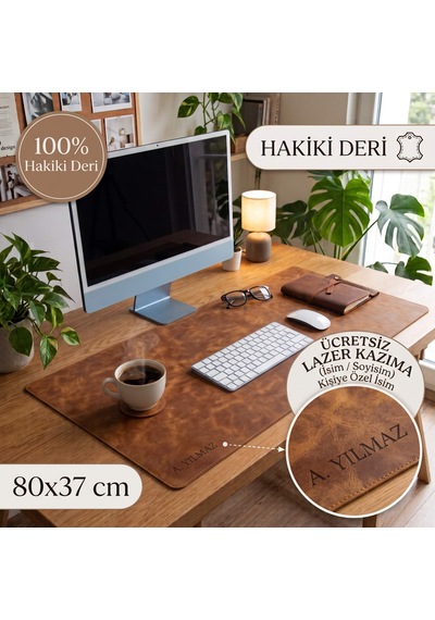 Deri Masa Matı 80 37cm Tn11 Karamel