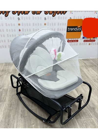 Öykü Bebek Dunyasi Çift Sallanir- Sabitlenir - Cibinlikli Anadizi Füme