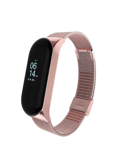 Ekılıf - Xiaomi Mi Band 5 Uyumlu - Kordon Metal Kordon Krd-06 - Gold