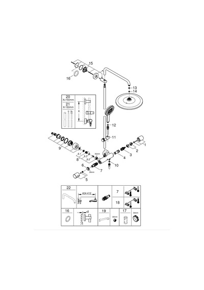 Grohe Rainshower Smart Active 310 Duvara Monte Termostatik Bataryalı Duş Sistemi - 26648000 Krom