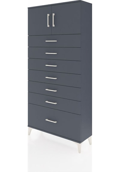 Arges Dolap Tek Raflı 7 Çekmeceli 2 Kapaklı 88x30x182 Antrasi... Antrasit