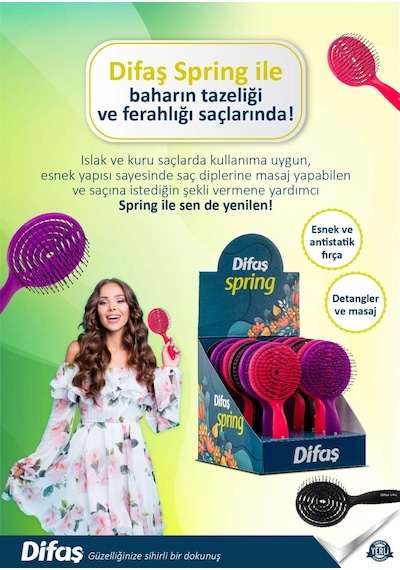 Difaş Saç Fırçası Spring 12'li
