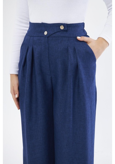 Lovelf Bol Paça Yünefekt Pantolon Lacivert