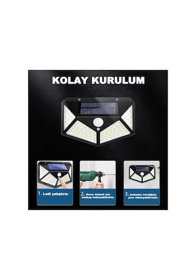 100 Led Dış Mekan Solar Aydınlatma Fotoselli Solar Lamba Har