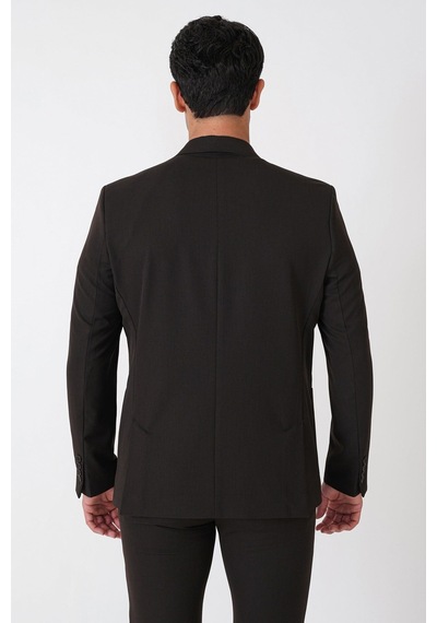 Comfort Fit Esnek Pamuklu Torba Cep Kahverengi Blazer Ceket C 743
