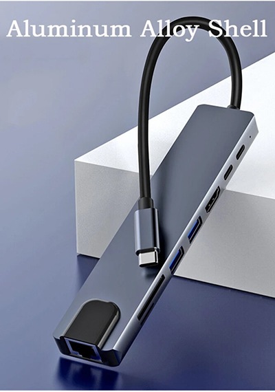 8in1 Type C To Hdmı 4k 2xusb Pd Hızlı Şarj Destekli Sd/tf Kart Ok