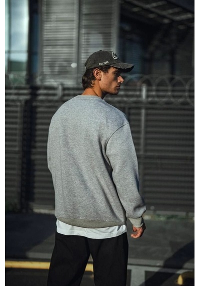 Modi Green Erkek Günlük Stil Gri Kışlık Bisiklet Yaka Üç İplik Basic Sweatsh 2XL