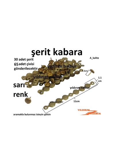 Şerit Kabara Gold Sarı Benekli Renk 30 Adet Raptiye Çivi Koltuk Ç