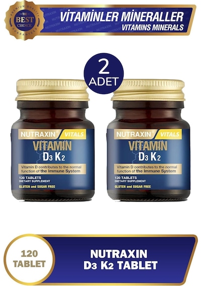 Nutraxin Vitamin D3k2 1000 Iu 120 Tablet 2 Adet