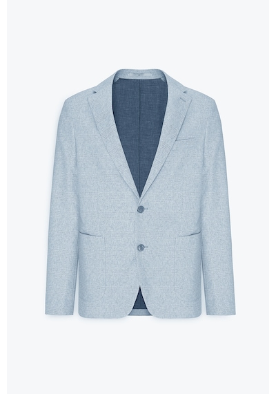 Ac&Co / Altınyıldız Classics Erkek Grı Mavı 360 Her Yöne Esneyen Slim Fit Dar Kesim Mono Yaka Desenli Blazer Ceket Grı Mavı Gri - Mavi