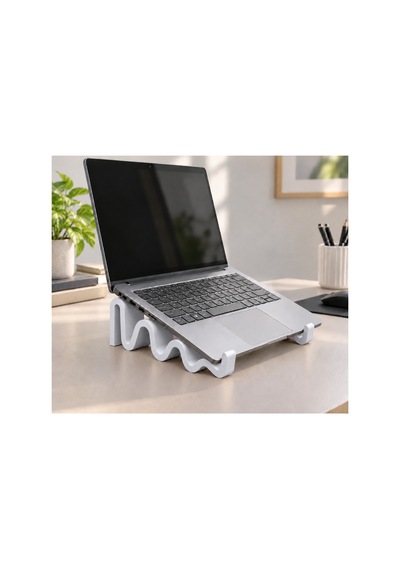 Violet Dalgalı Görünümlü Laptop Standı - Metalik Gri