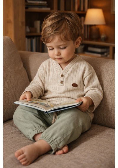 Babyhola Bayramlık Erkek Bebek Çocuk Takım 0-2 Yaş Çizgi Desen İkili Set 2221 Yeşil