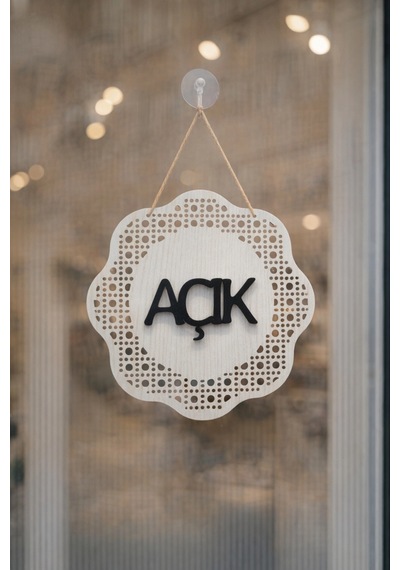 Hazeran Rattan Desenli Modern Açık/kapalı Tabelası - Akçaağaç