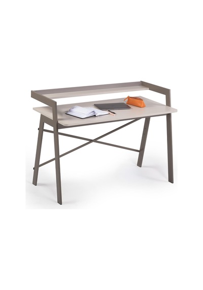Ofisbazaar Home Desk 120x60 Cm Üst Raflı Metal Ayaklı Çalışma Masası Toprak